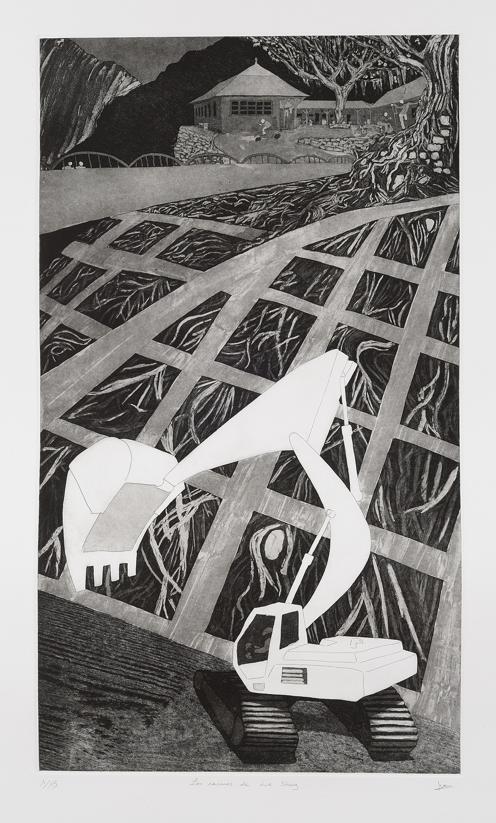 Les racines de Losheng. Gravure d’Ivan Gro 2011